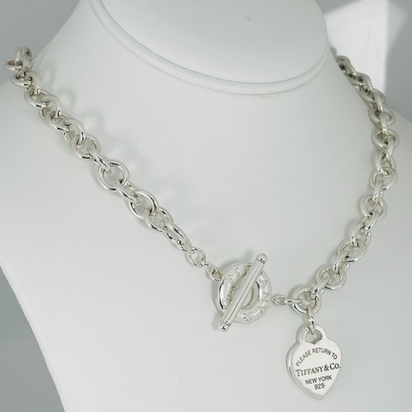 Vintage Authentic Return Tiffany & Co Toggle Heart Tag Necklace Sterling Silver - Picture 2 of 8